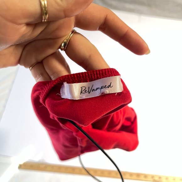 Revamped Red V-Neck Tank Top with Black Skinny Straps Size Small - Picture 3 of 7